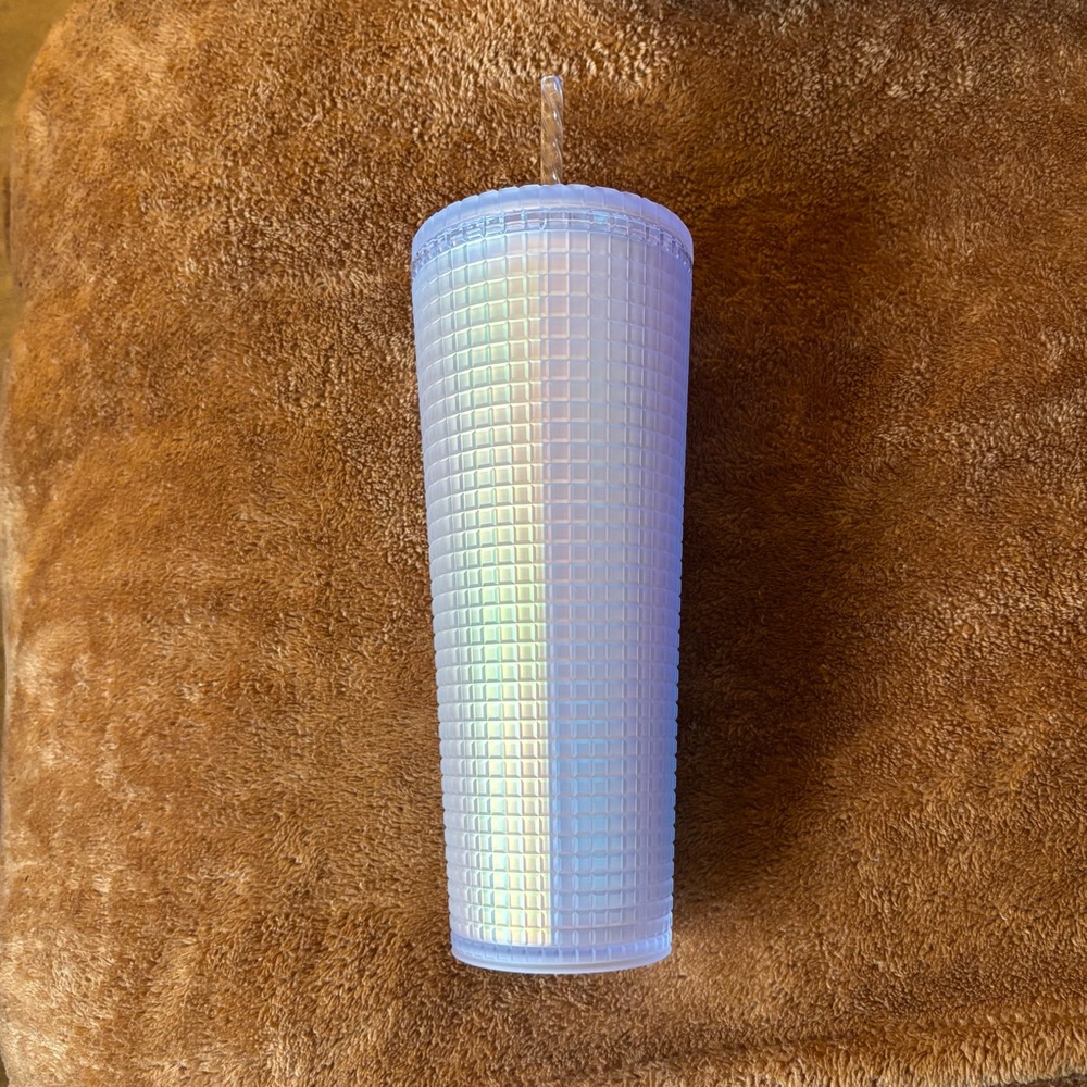 NWT Starbucks 2022 Spring Soft Touch White Unicorn Grid Iridescent Tumbler - Picture 5 of 9